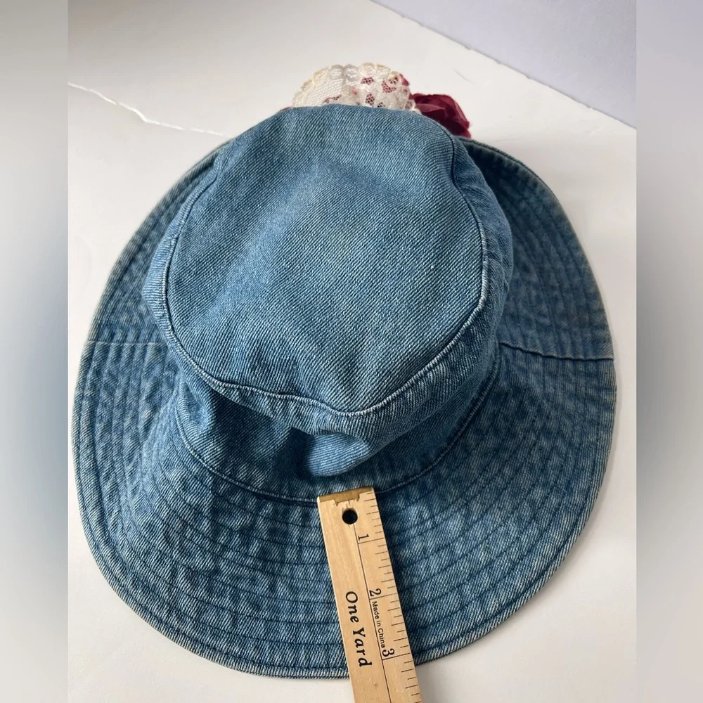 90s Blossom Bucket Hat in Denim Lace - Picture 7 of 10
